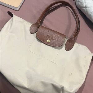 Longchamp | Elegant Cream and Brown Tote Bag